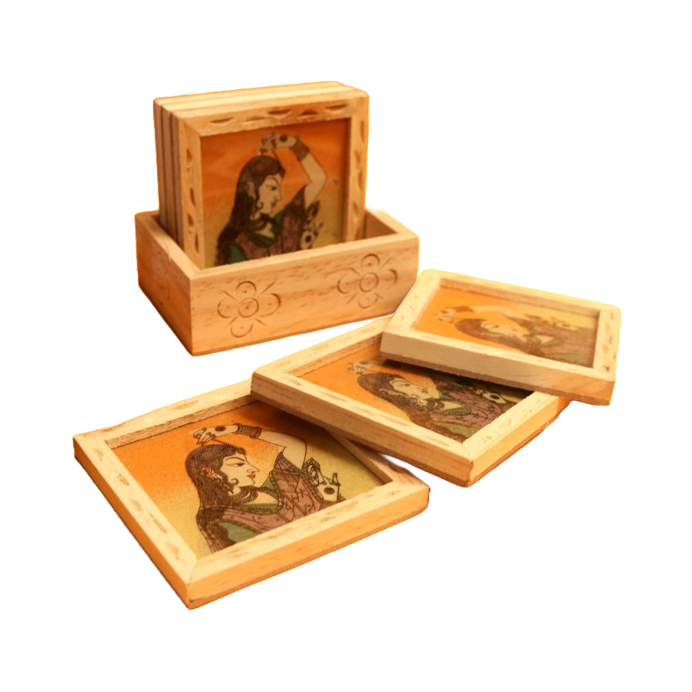 Traditional Wooden Gemstone Tea Coaster Size 3X3